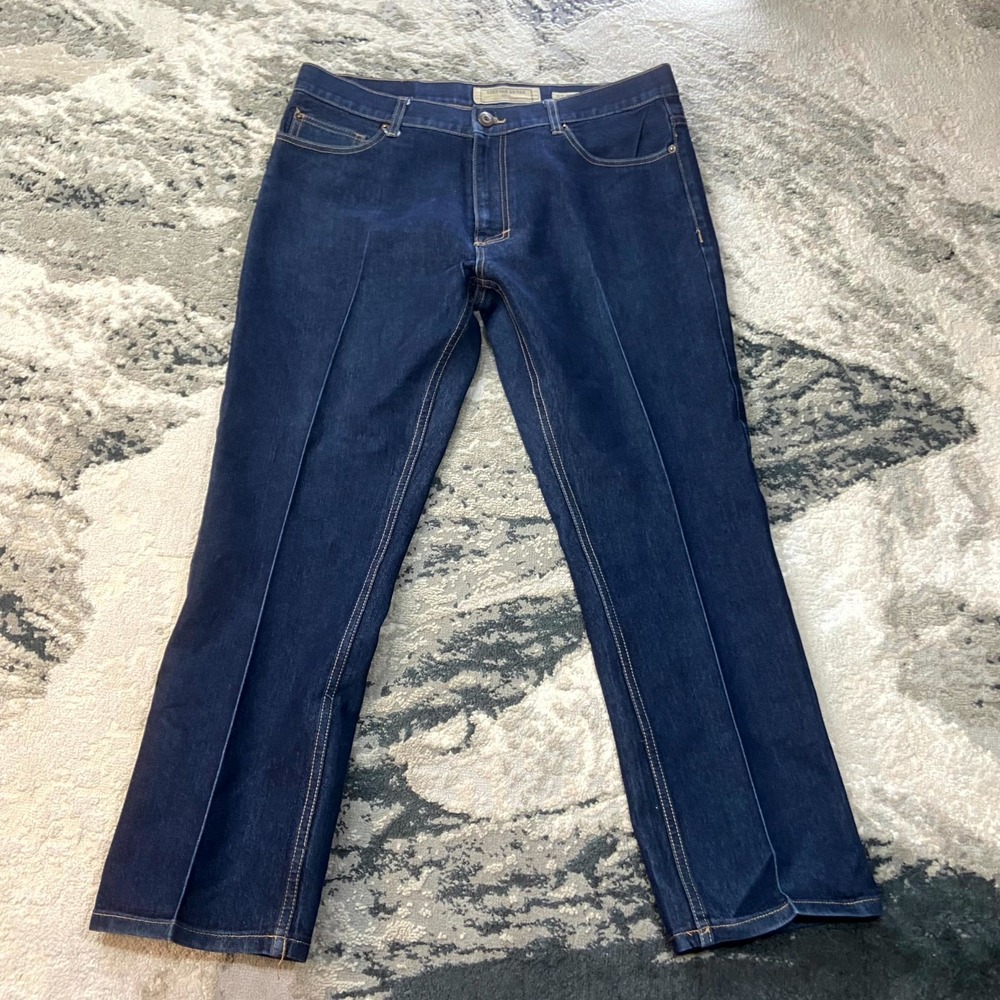 Vintage Genes Jeans Mens 38x30 Blue Denim Slim Fit Straight Leg Cotton Dark Wash